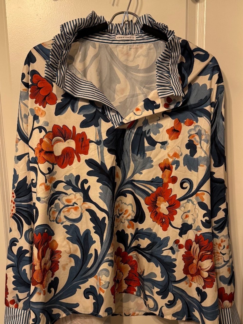 CherryBetty Floral Button Front Blouse 3XL